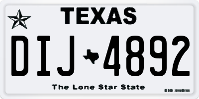 TX license plate DIJ4892