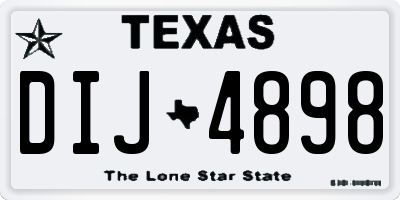 TX license plate DIJ4898
