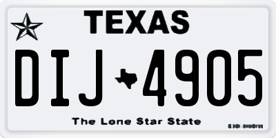 TX license plate DIJ4905