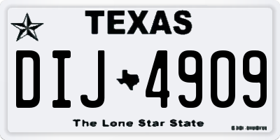 TX license plate DIJ4909