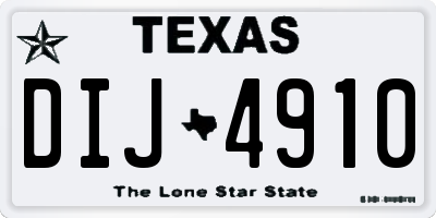 TX license plate DIJ4910