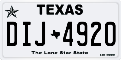 TX license plate DIJ4920