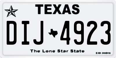 TX license plate DIJ4923