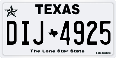 TX license plate DIJ4925