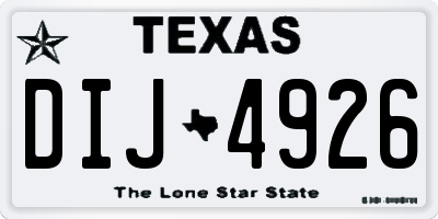 TX license plate DIJ4926