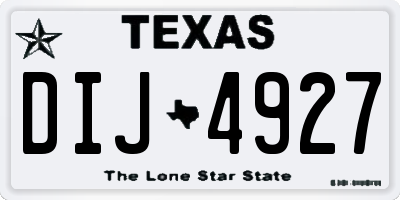 TX license plate DIJ4927