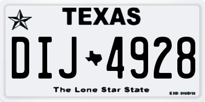TX license plate DIJ4928