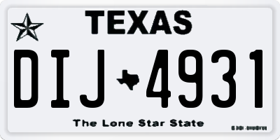 TX license plate DIJ4931