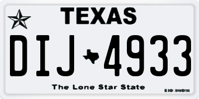 TX license plate DIJ4933