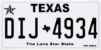 TX license plate DIJ4934