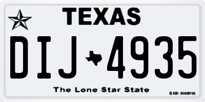 TX license plate DIJ4935