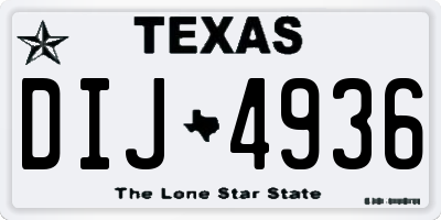TX license plate DIJ4936