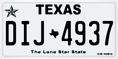 TX license plate DIJ4937