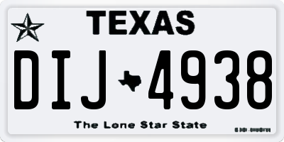 TX license plate DIJ4938