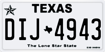 TX license plate DIJ4943