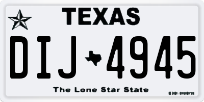 TX license plate DIJ4945
