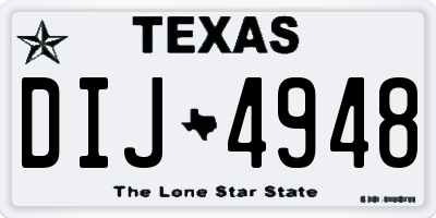 TX license plate DIJ4948
