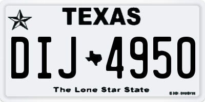 TX license plate DIJ4950