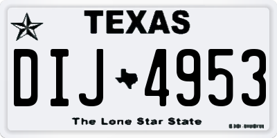 TX license plate DIJ4953