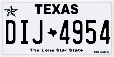 TX license plate DIJ4954