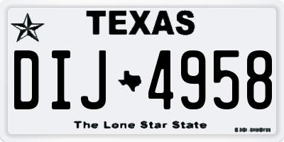 TX license plate DIJ4958