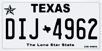 TX license plate DIJ4962