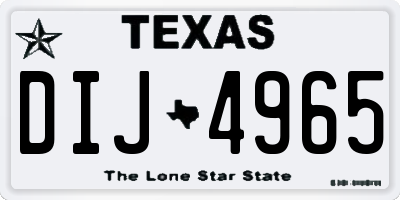 TX license plate DIJ4965