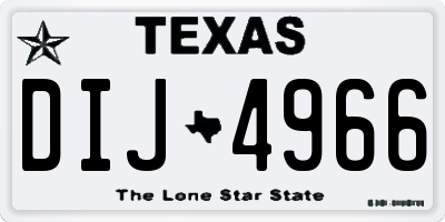 TX license plate DIJ4966