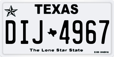 TX license plate DIJ4967