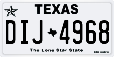 TX license plate DIJ4968