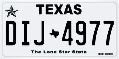 TX license plate DIJ4977