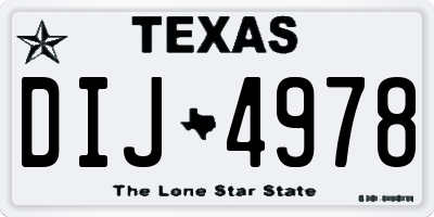 TX license plate DIJ4978