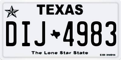 TX license plate DIJ4983