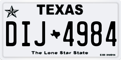 TX license plate DIJ4984