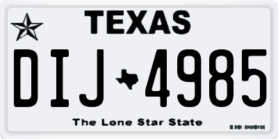TX license plate DIJ4985