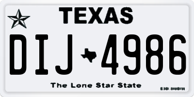 TX license plate DIJ4986