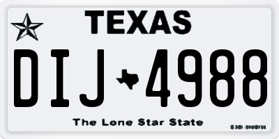 TX license plate DIJ4988