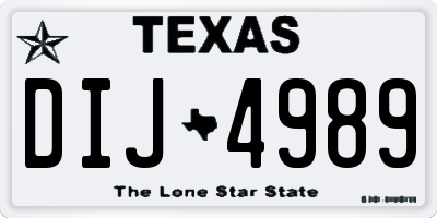 TX license plate DIJ4989