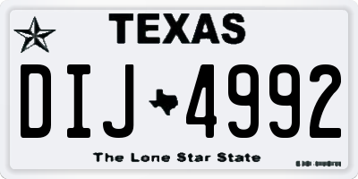 TX license plate DIJ4992