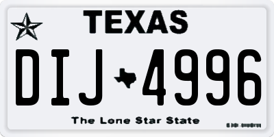 TX license plate DIJ4996