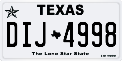 TX license plate DIJ4998