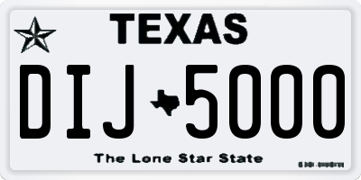 TX license plate DIJ5000