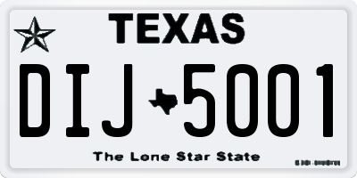 TX license plate DIJ5001