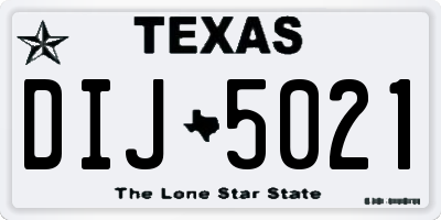 TX license plate DIJ5021