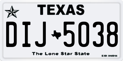 TX license plate DIJ5038
