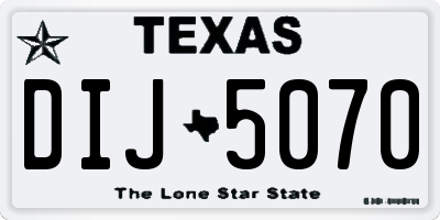 TX license plate DIJ5070