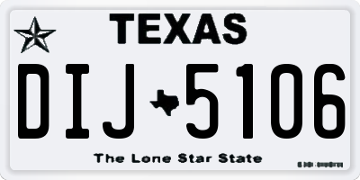 TX license plate DIJ5106