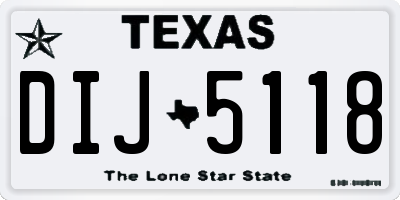 TX license plate DIJ5118