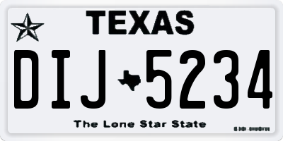 TX license plate DIJ5234