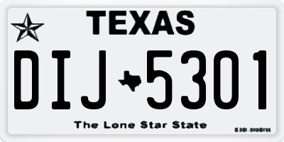 TX license plate DIJ5301
